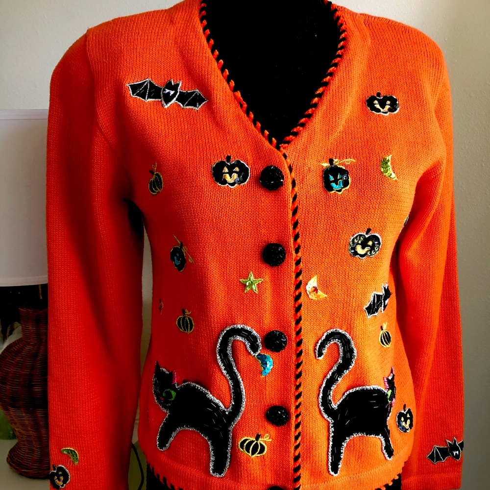 Vintage 90s Embellished Halloween Cardigan